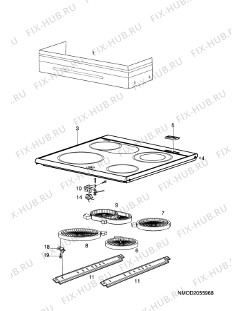 Взрыв-схема плиты (духовки) Husqvarna Electrolux QSG6052-1X - Схема узла H10 Hob